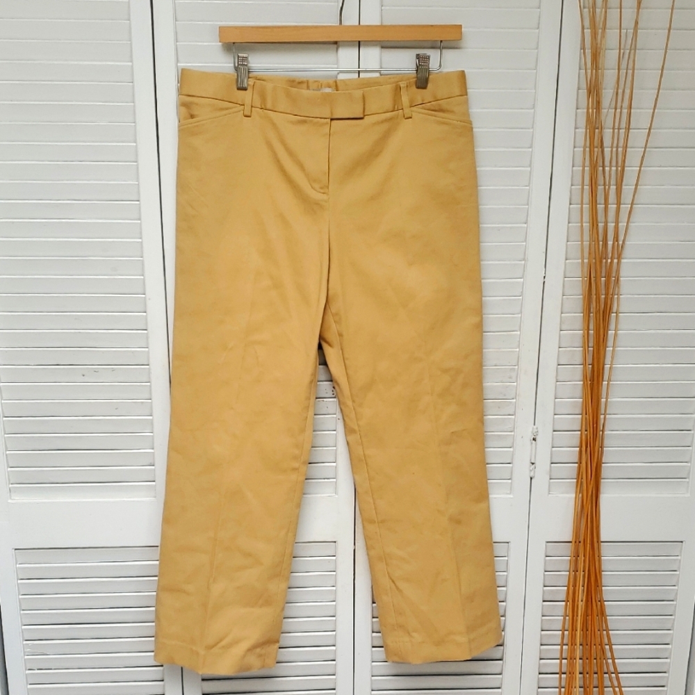 J. Crew Khaki Cotton-Blend Cropped Trousers Size 14